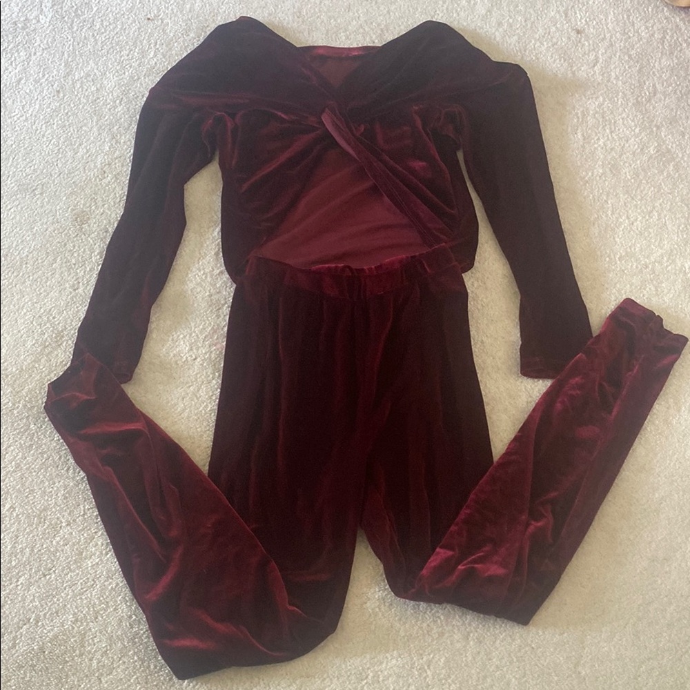 SHEIN Burgundy Velvet Pantsuit